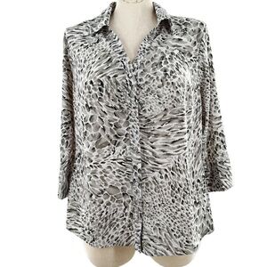 Covington womens top size 16-18 black gray button down career